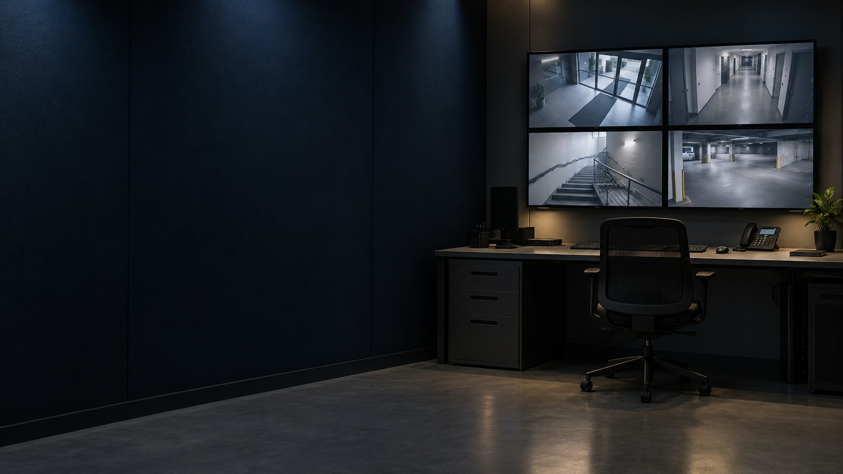 Central-security operator workstation and displays (illustration)