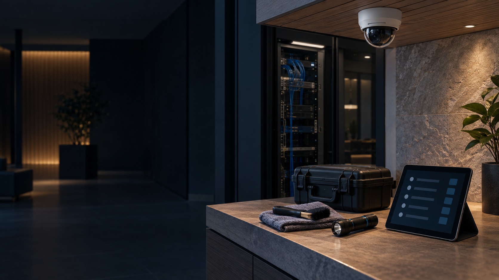 Maintenance preparation tools and installed camera (illustration)