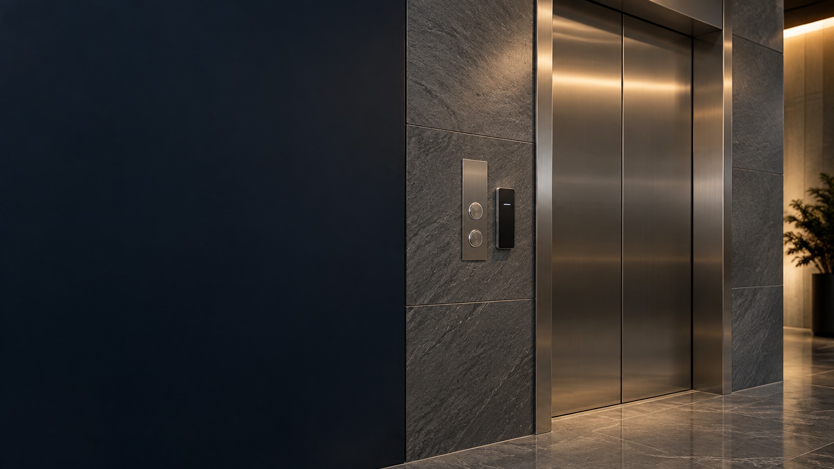 Credential reader and elevator lobby call panel – Lift Access Control System in Kuching, Sarawak (illustration)