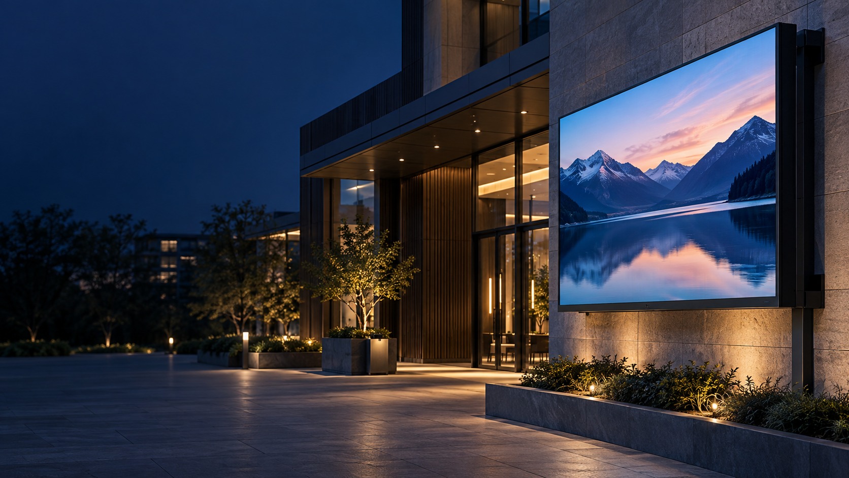 Commercial exterior LED display – Indoor / Outdoor LED Display in Kuching & Sarawak (illustration)