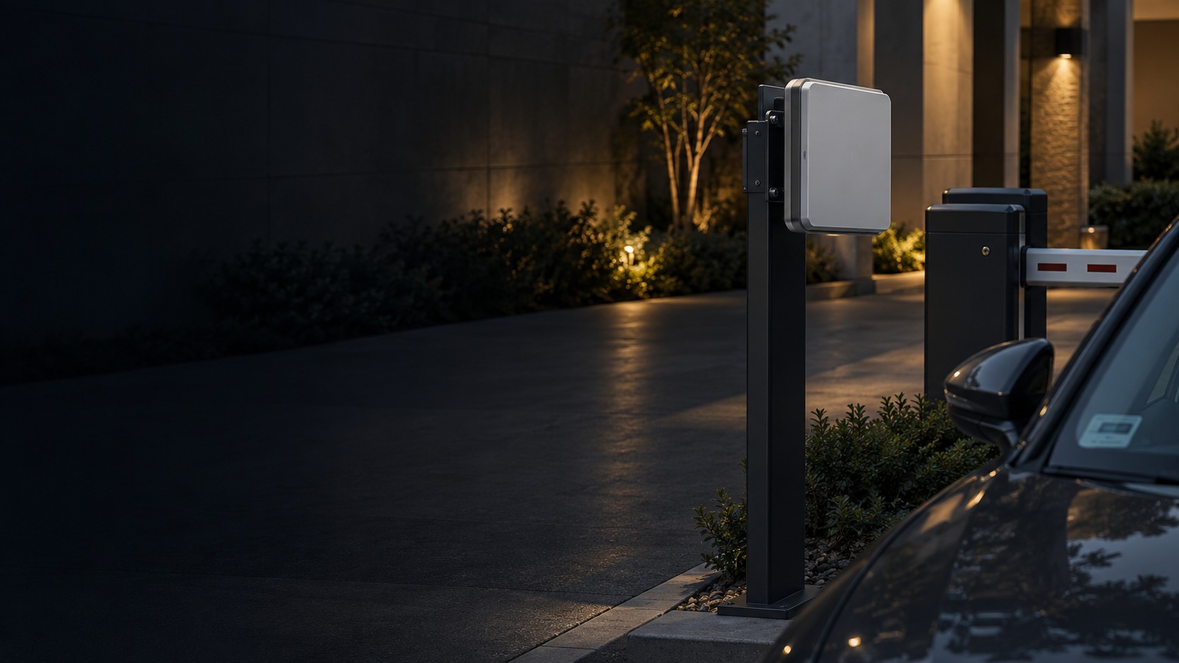 Long-range vehicle credential reader and lane (illustration)