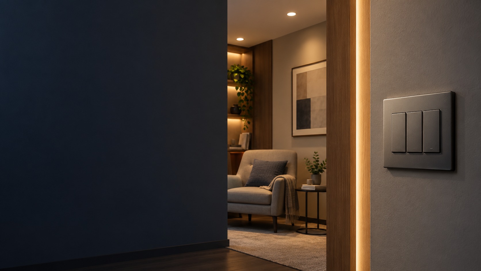 Room switch plate and physical lighting fittings – Smart Lighting & Switch in Kuching & Sarawak (illustration)