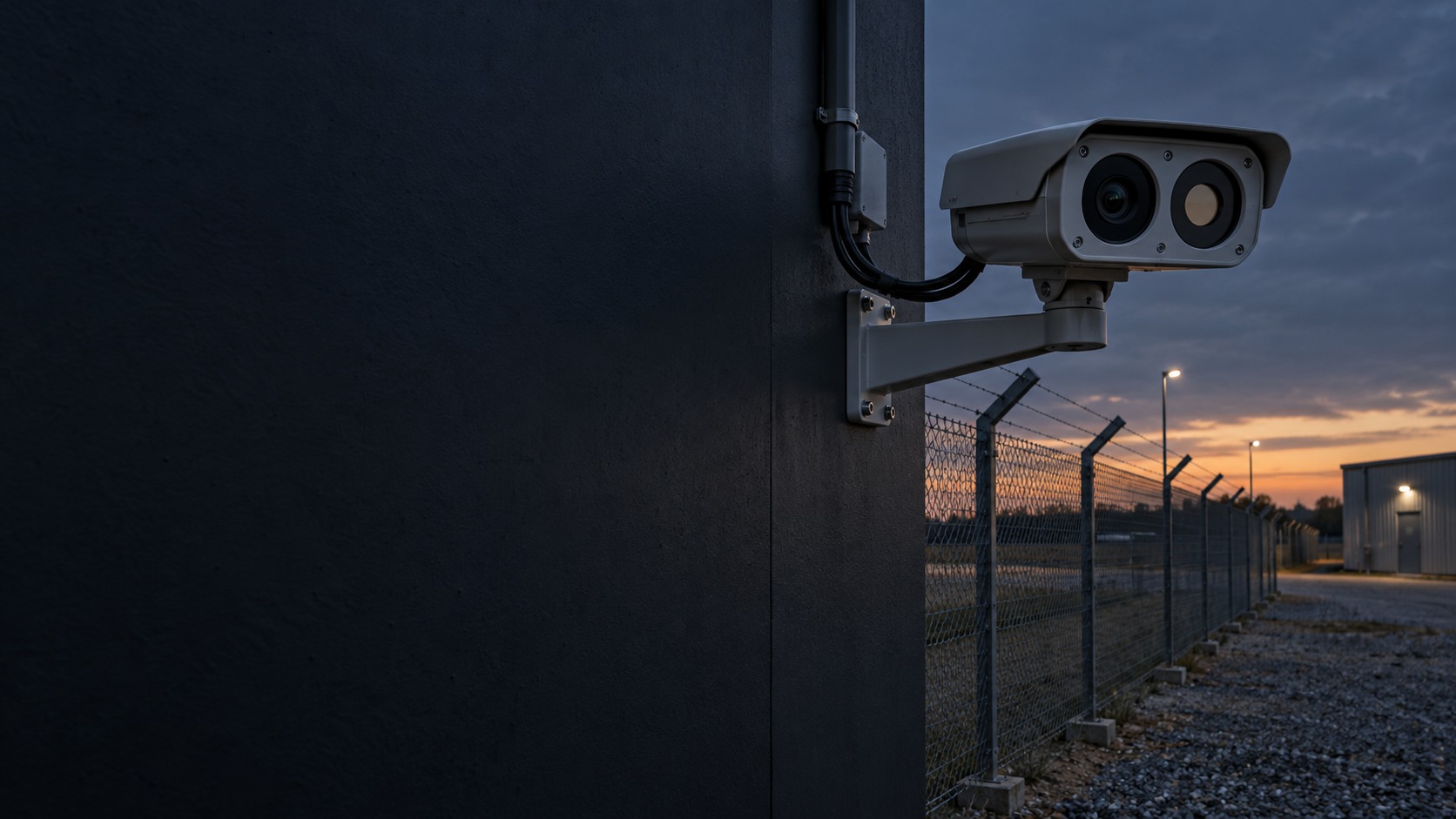 Bi-spectrum perimeter camera with visible and thermal optics (illustration)