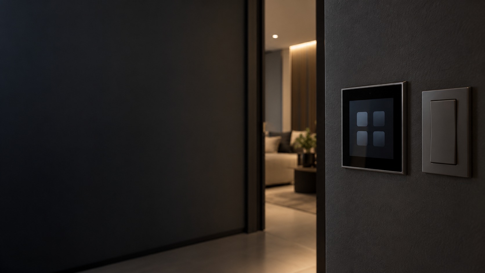 Wall scene-control panel with a conventional switch (illustration)
