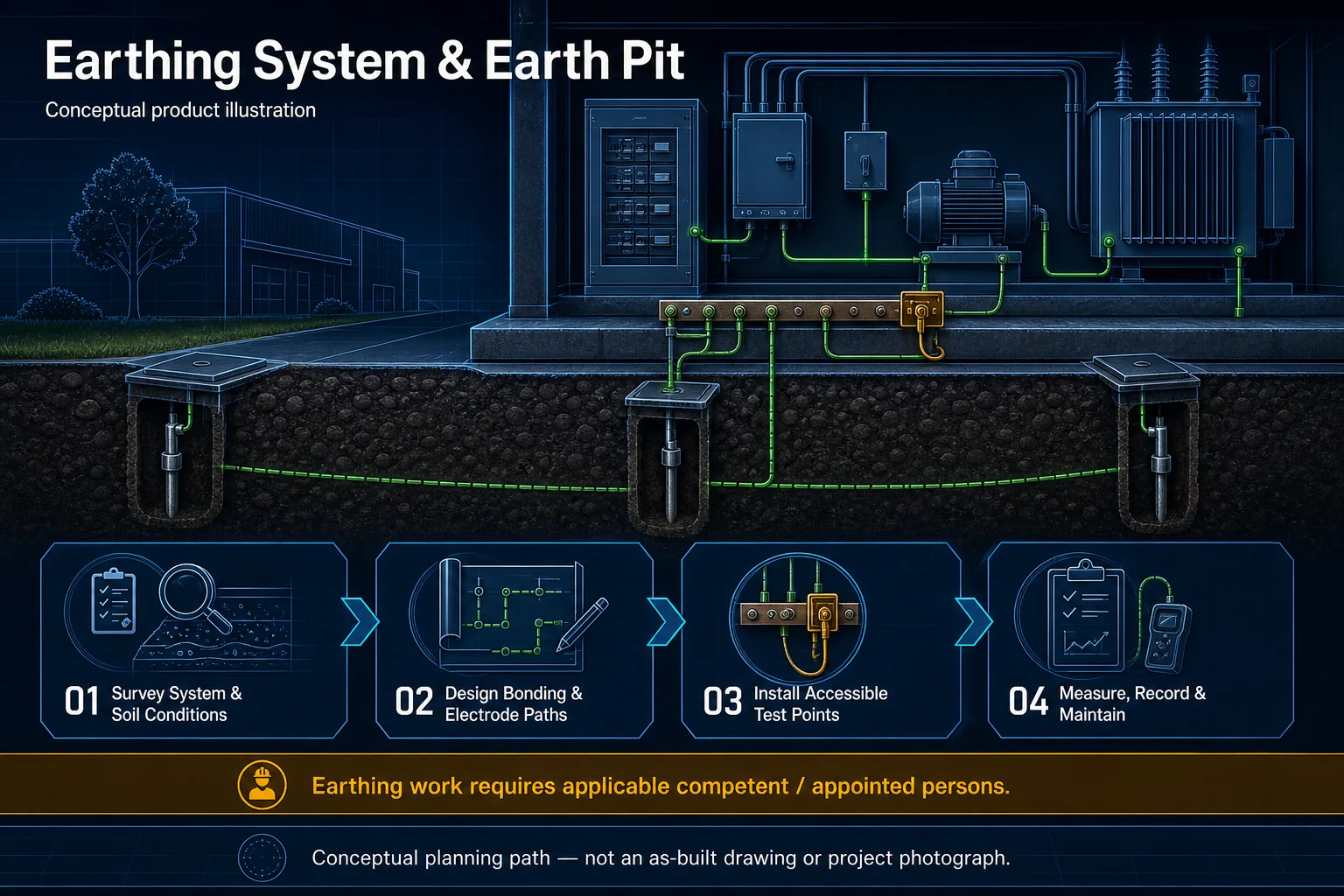 Earthing System and Earth Pit system diagram