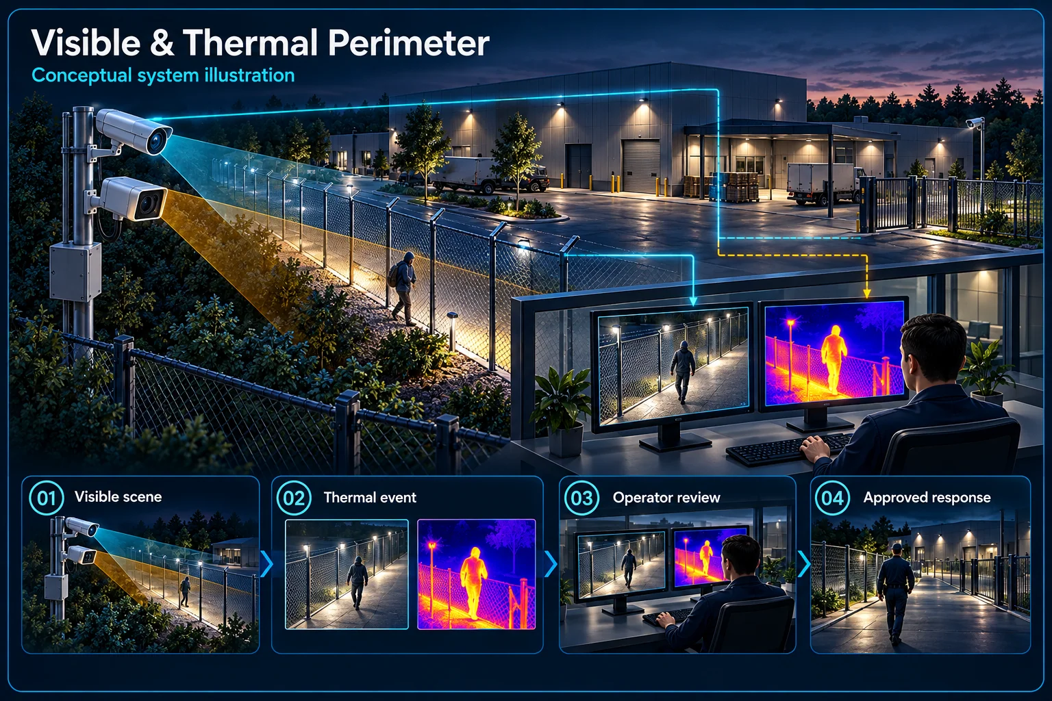 Thermal & Long-Range CCTV in Kuching & Sarawak – system diagram