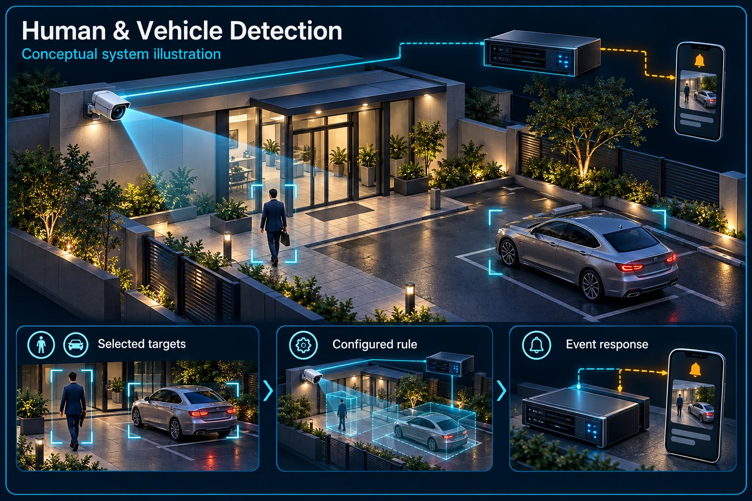 Human & Vehicle Detection CCTV in Kuching & Sarawak – system diagram