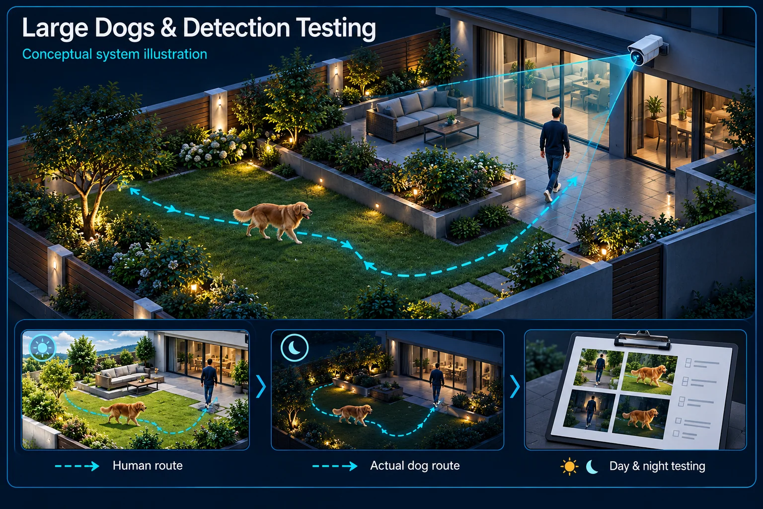 CCTV with a 40 kg Dog: Plan and Test the Real Garden – system diagram