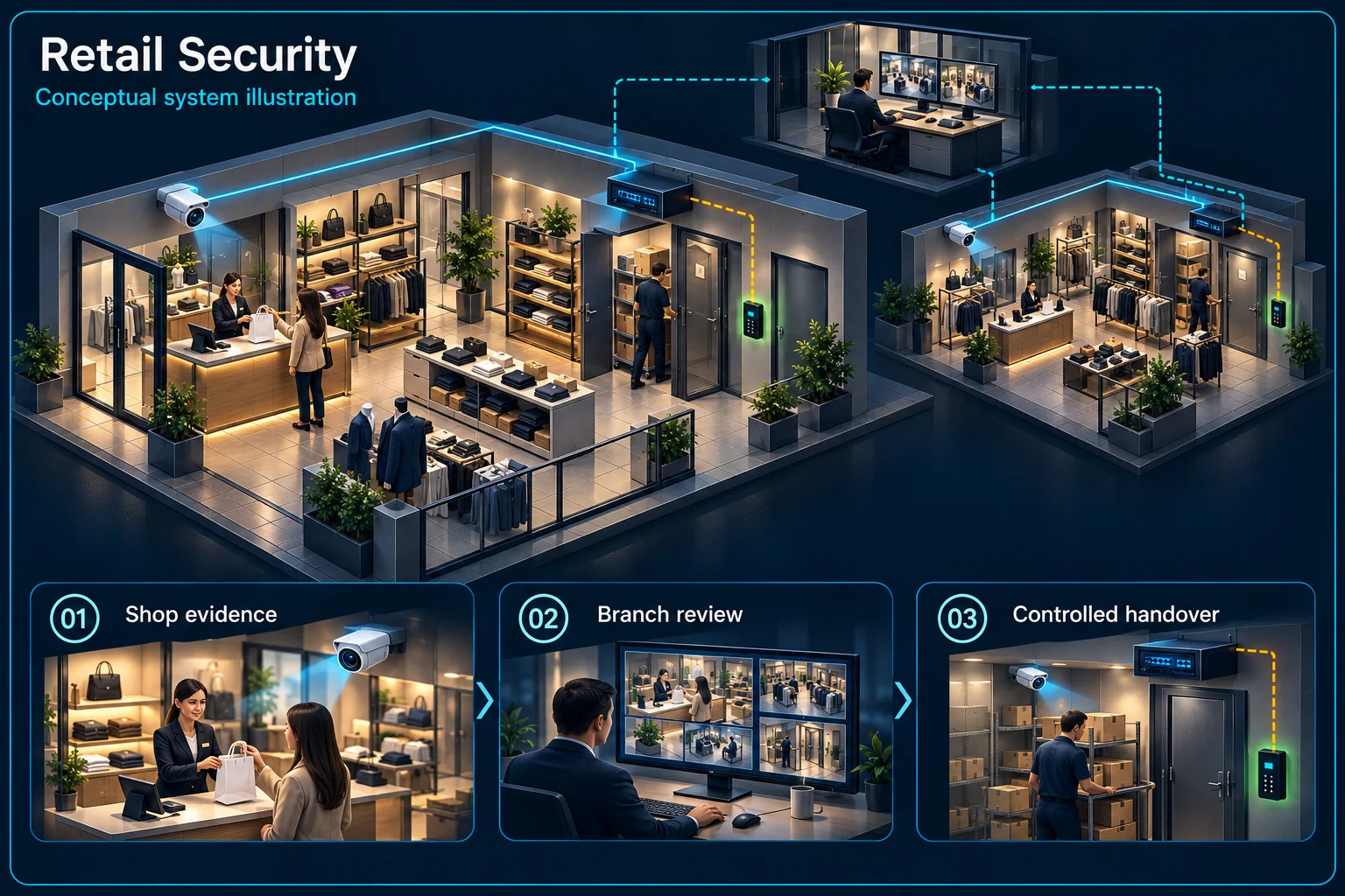 Retail Shop CCTV, Alarm & WiFi Systems in Kuching – system diagram