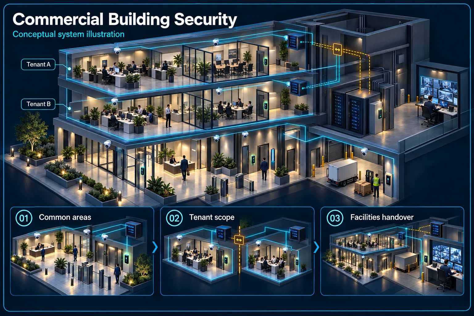 Commercial Building Security & ELV Systems in Kuching – system diagram