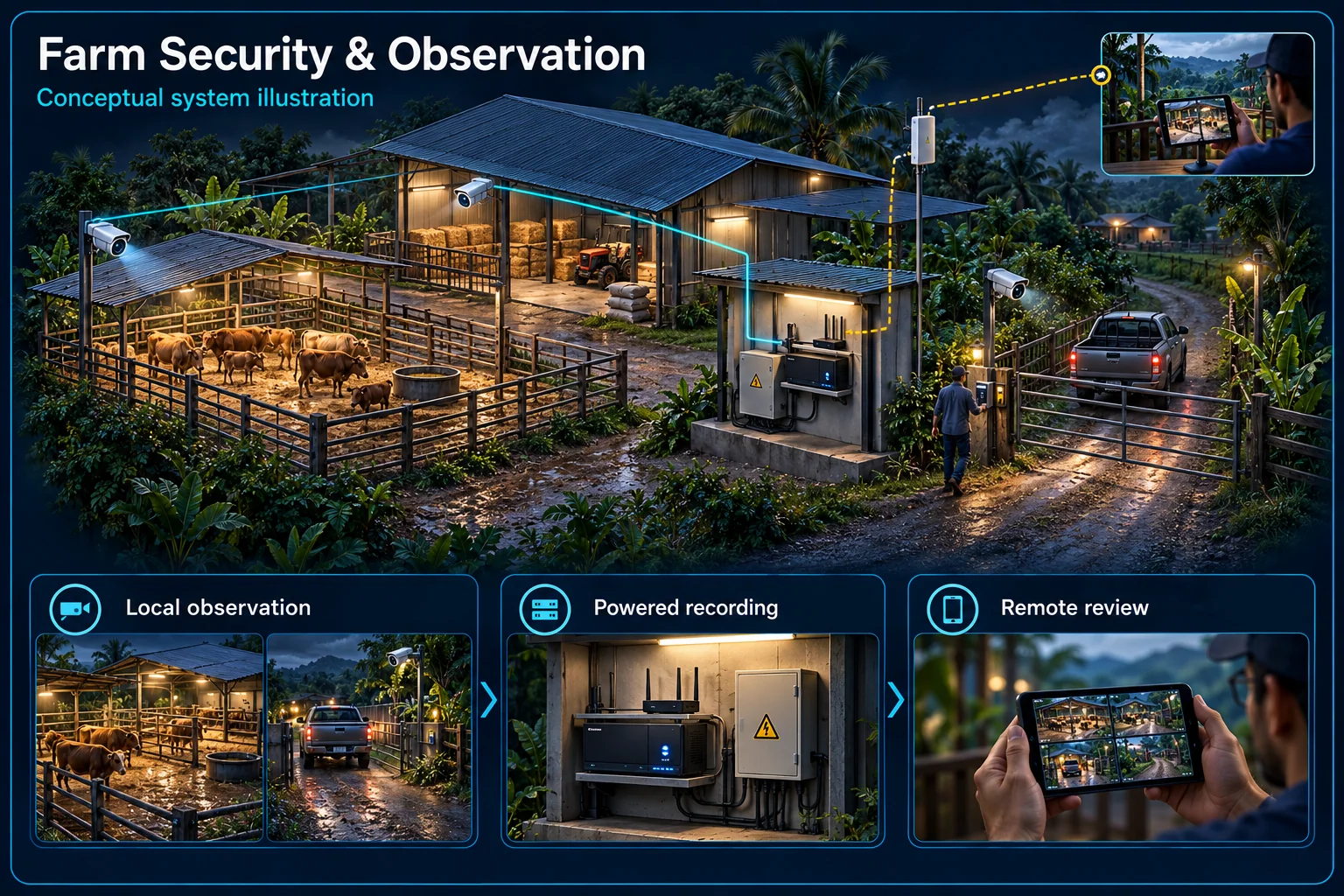 Farm & Remote Site CCTV, Security & Connectivity in Sarawak – system diagram