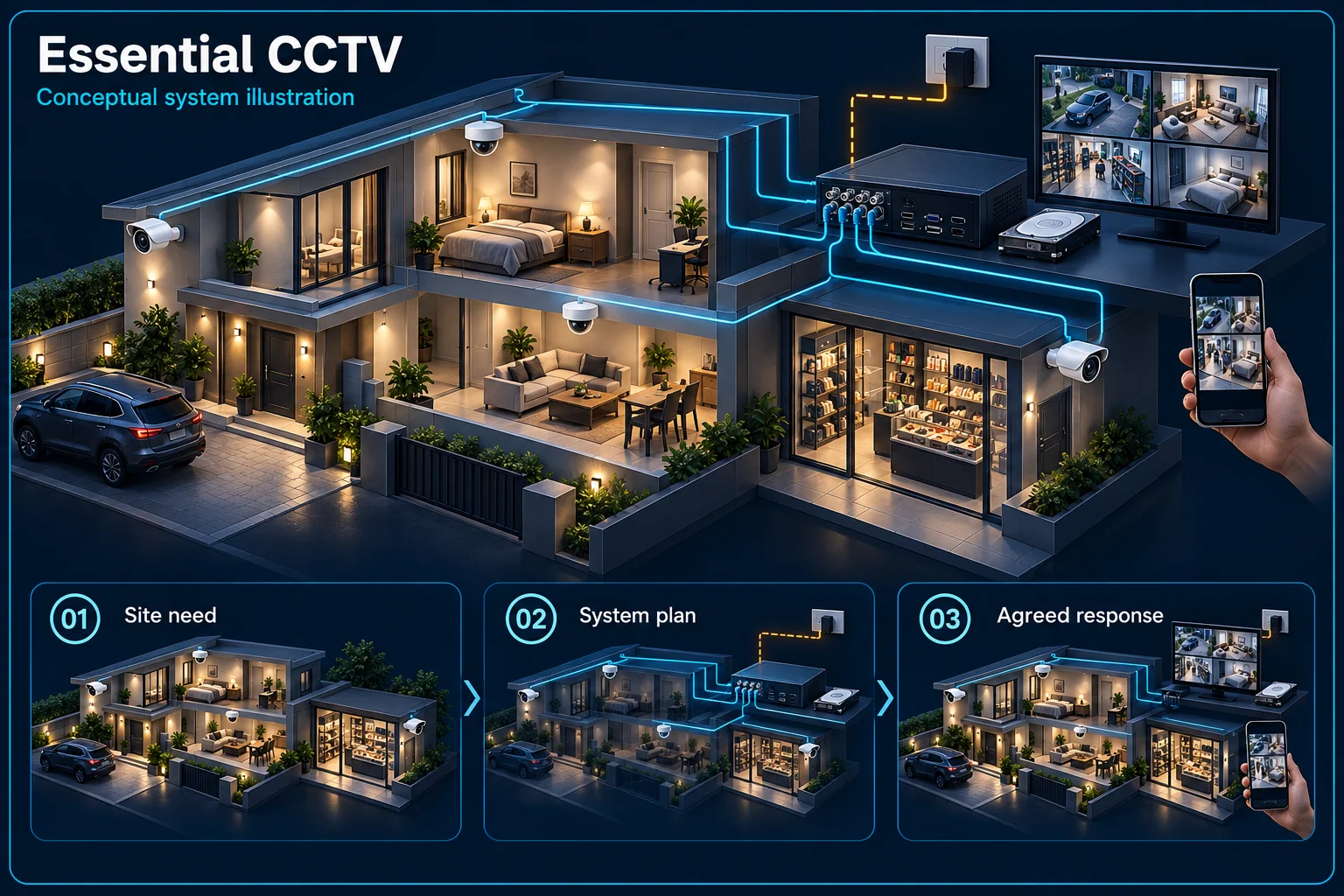 Essential CCTV Recording Systems in Kuching – system diagram