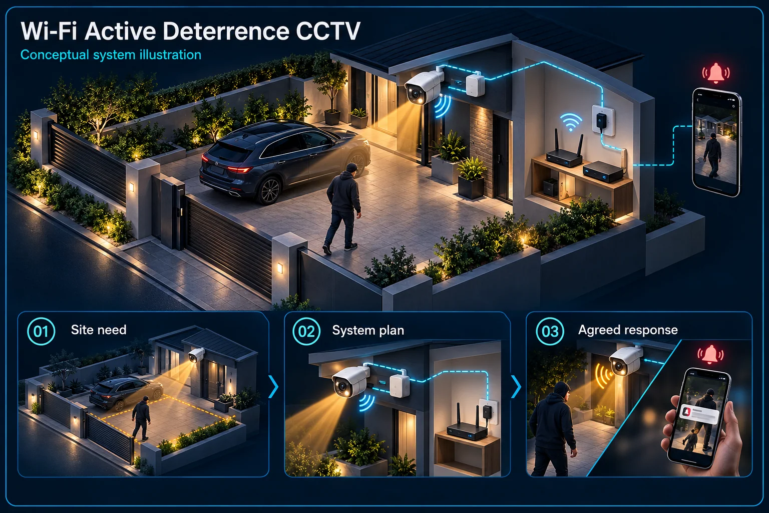 Wi-Fi CCTV with Selected Camera Warning Functions – system diagram