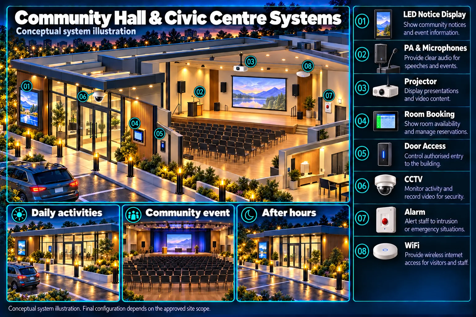 Community hall & civic centre systems – system diagram