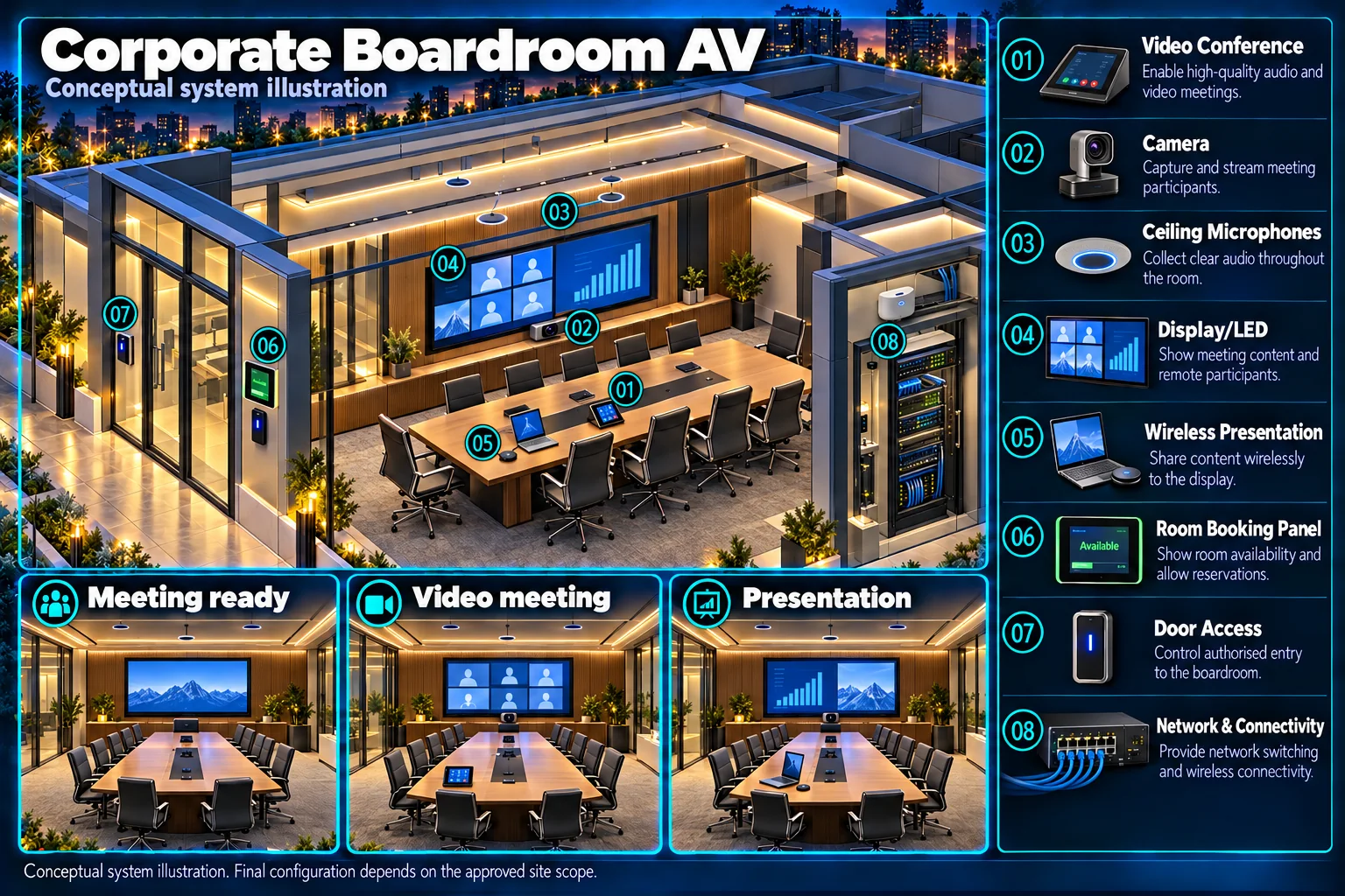 Corporate boardroom AV – system diagram