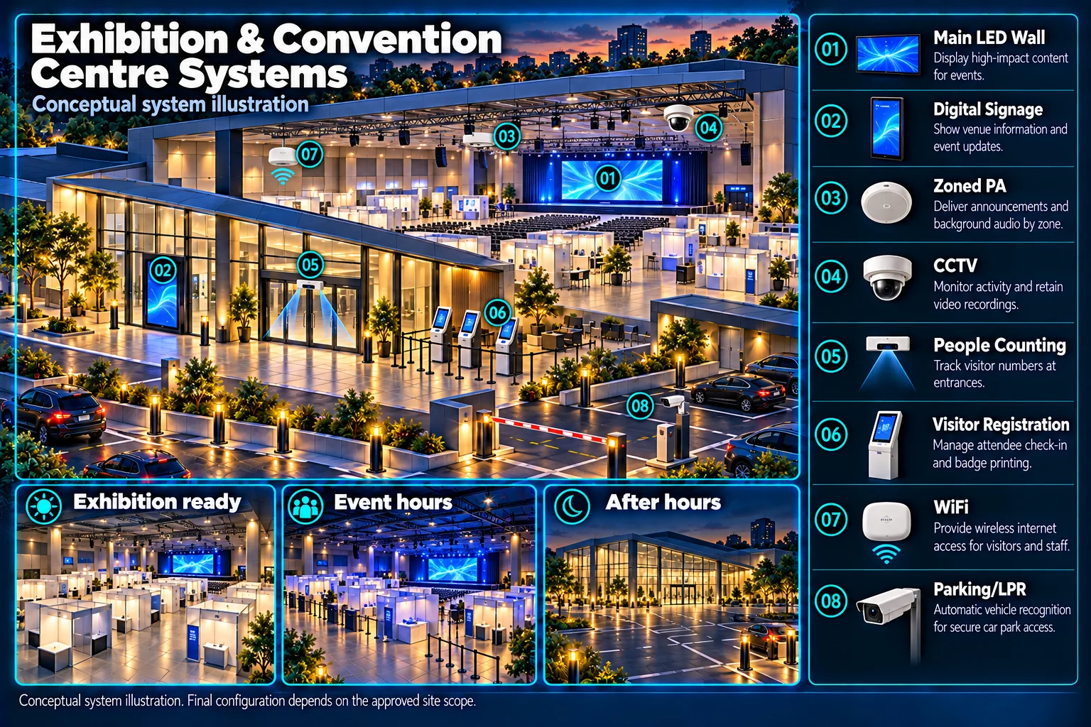 Exhibition & convention centre systems – system diagram