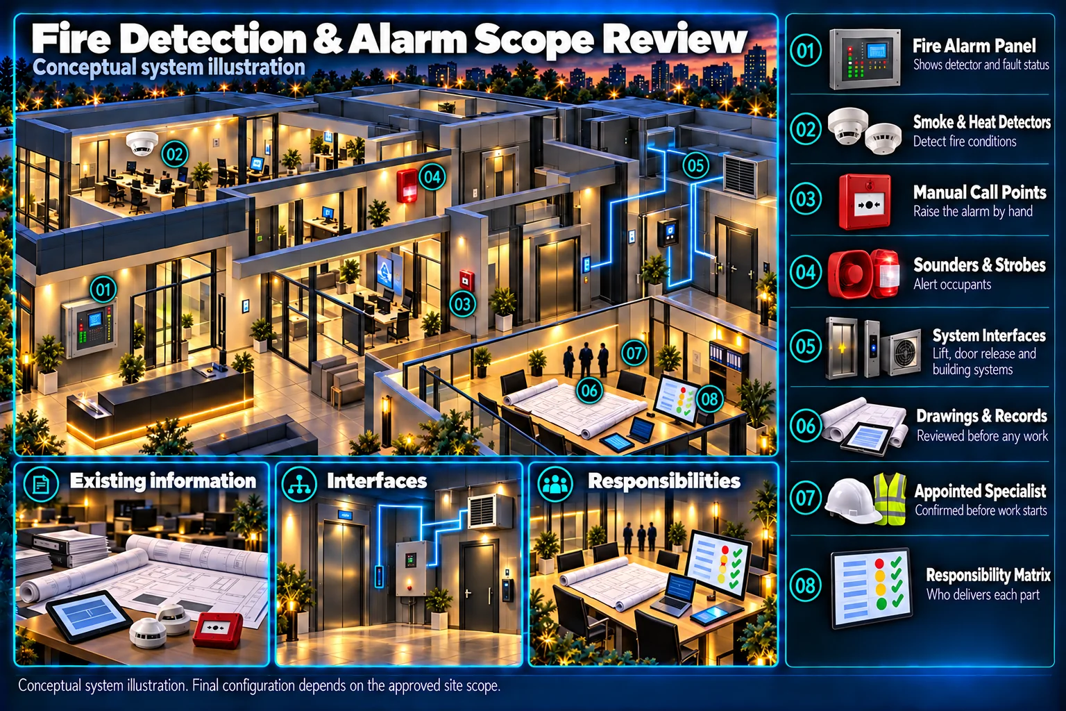 Fire detection & alarm scope review – system diagram