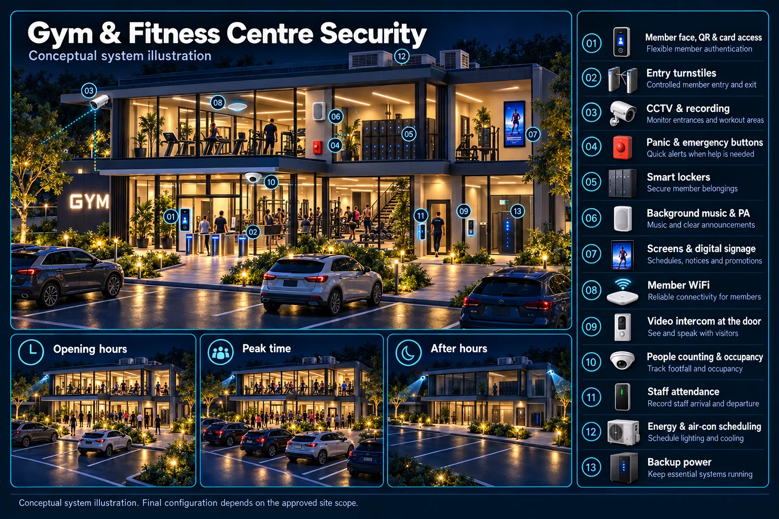 Gym & fitness centre security – system diagram