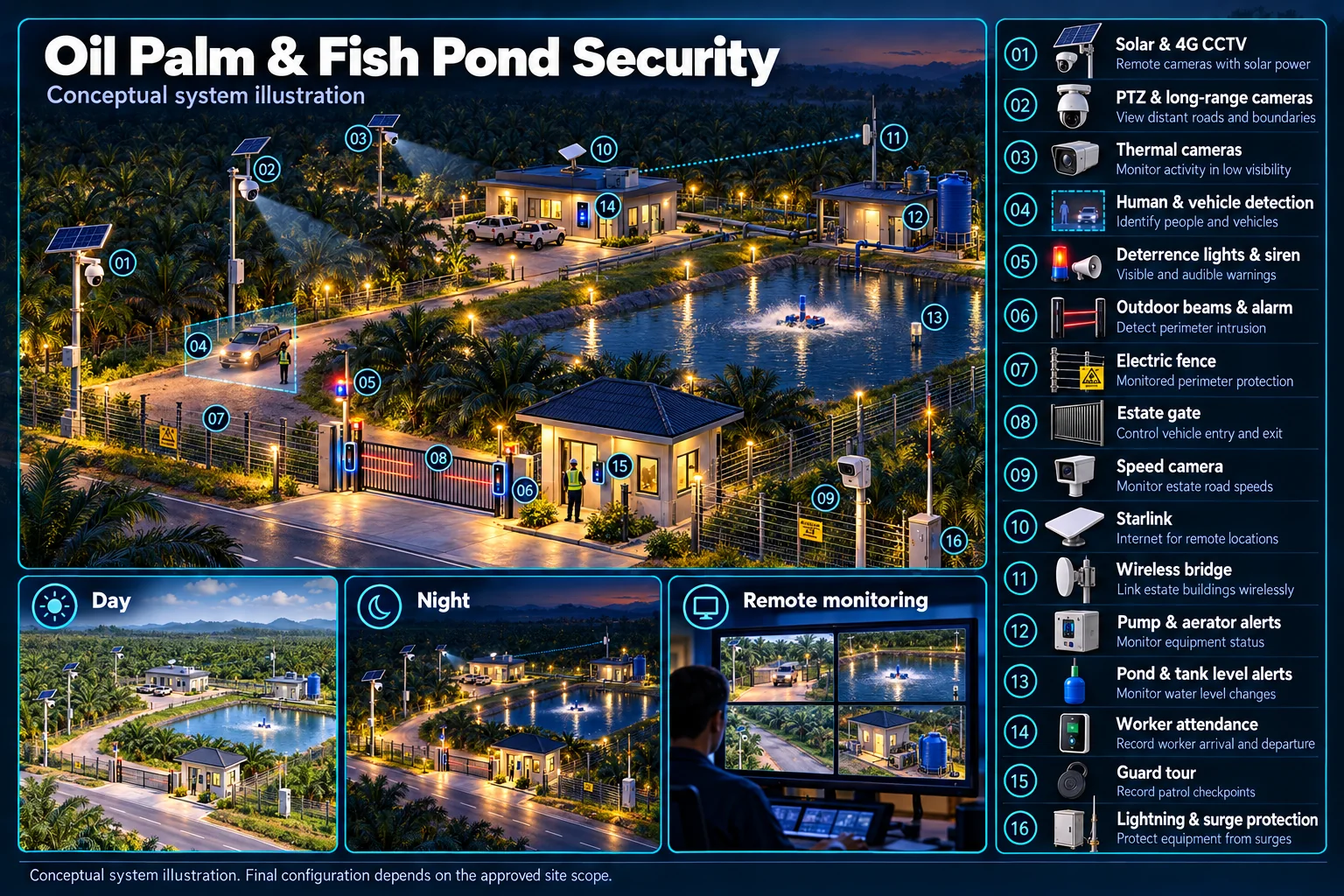 Oil palm & fish pond security – system diagram