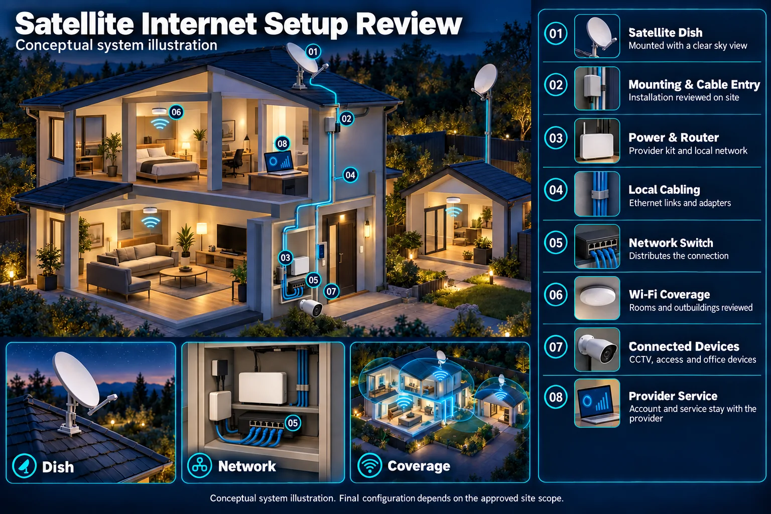 Satellite internet setup review – system diagram