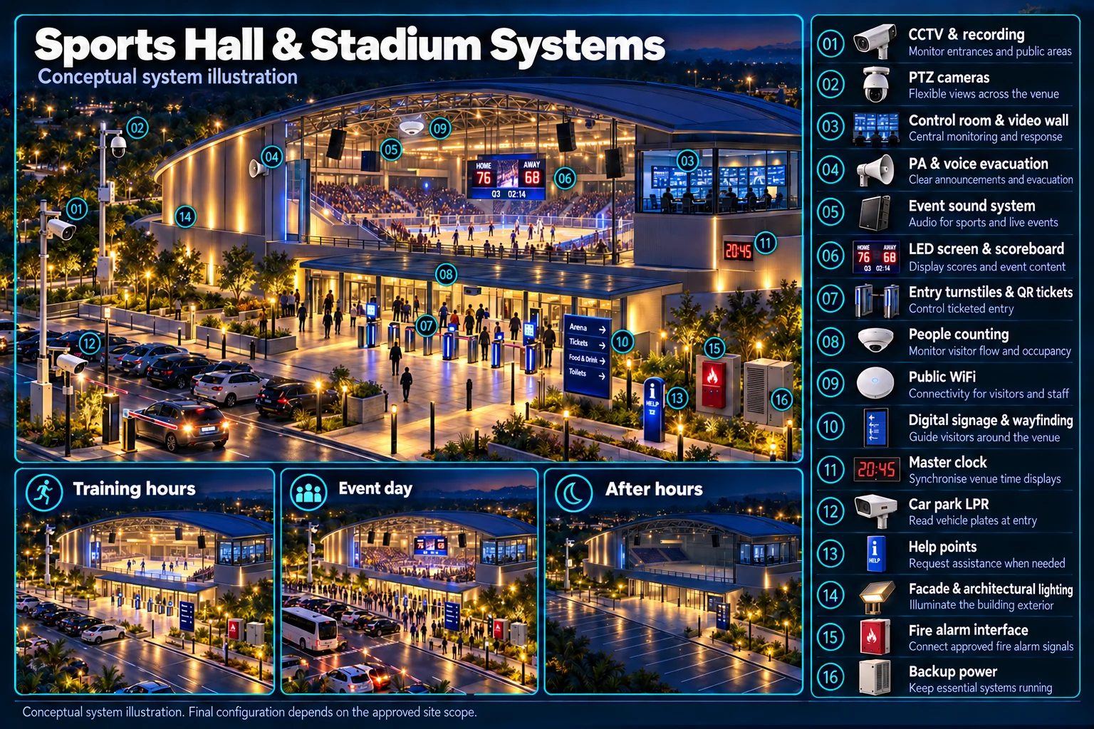 Sports hall & stadium systems – system diagram