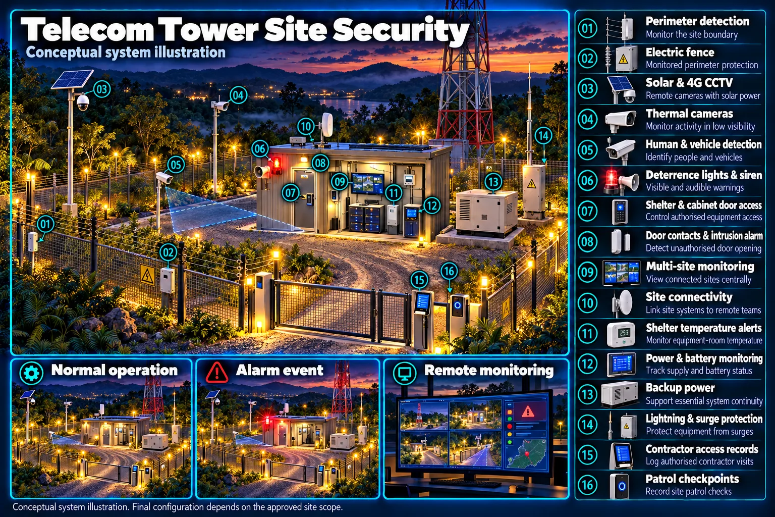 Telecom tower site security – system diagram